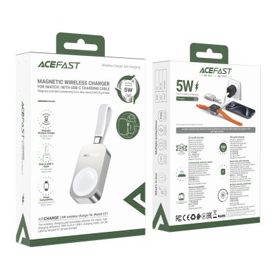 8. Acefast E21 5W Wireless Charger for Apple Watch - Silver