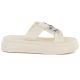 9. Women's beige platform flip-flops with zircons Potocki 16347
