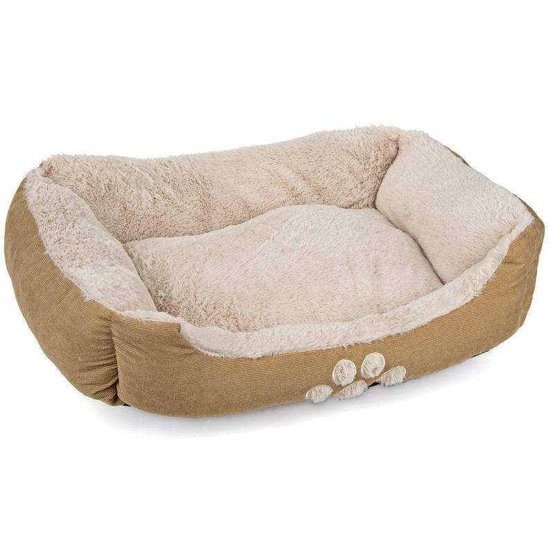 2. BED WITH VERY SOFT FUR FOR DOG OR CAT 60X48CM - BEIGE