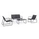 3. Black Forest Textilene Garden Furniture Set: Two Chairs, a Lounger and a Folding Table, Black