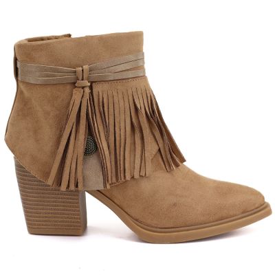 2. Women's cowboy boots with fringes, insulated, camel M.Daszyński
