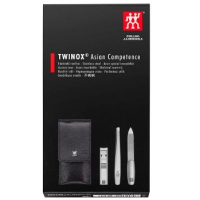 2. ZWILLING 97119-004-0 Twinox Manicure Set – Black Leather Case, 3 Pieces