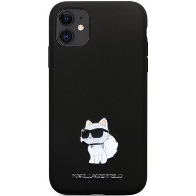 3. Karl Lagerfeld KLHCN61SMHCNPK case for iPhone 11 / Xr - black Silicone C Metal Pin