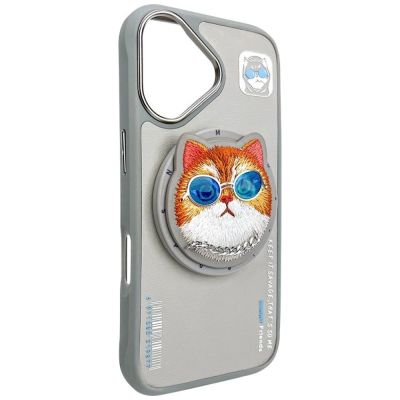 5. Nimmy Glasses Cool Cat MagSafe Case for iPhone 16 - Gray