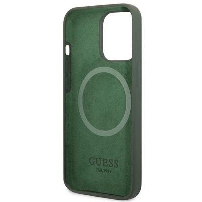 7. Guess Silicone Logo Plate MagSafe case for iPhone 13 Pro / iPhone 13 - green