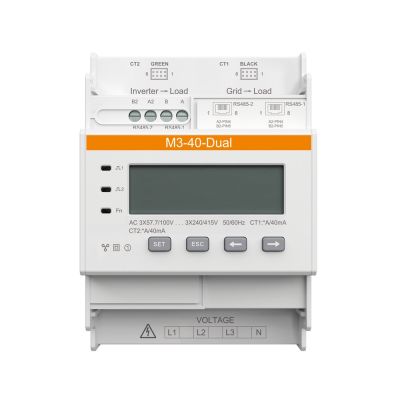 SOLAX // The M3-40-Dual meter includes a double set of NCTK-16 100A/40mA current transformers. It allows for two measurement points to be taken with one meter.