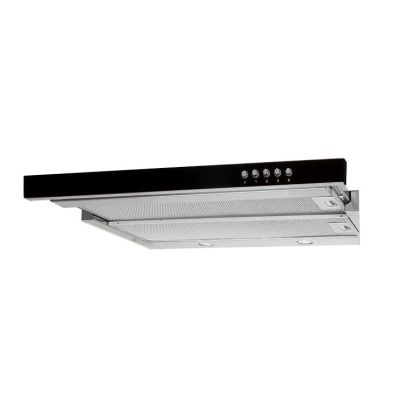 Telescopic under-cabinet cooker hood AKPO WK-7 LIGHT GLASS 50 INOX BLACK (500 mm; inox colour, black glass front)