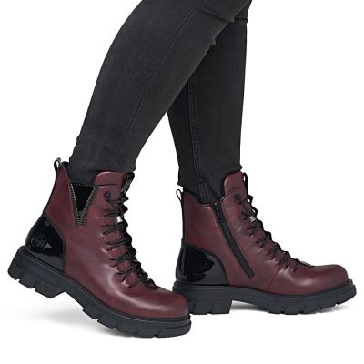 6. Women's insulated burgundy worker boots Rieker Z9152-35