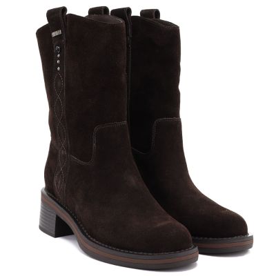 4. Women's leather ankle boots, cowboy boots, suede, chocolate, Big Star UU274607
