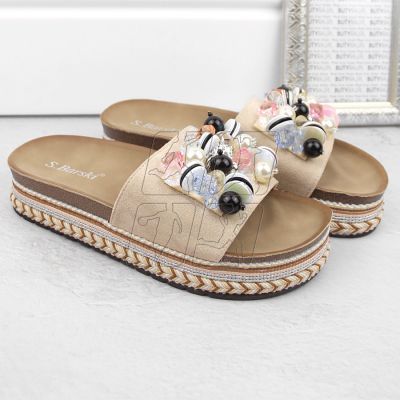 6. S.Barski W OLI260 beige platform flip-flops with beads