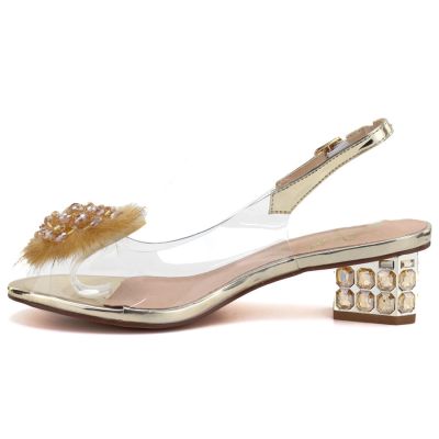 3. Transparent Sandals with Decorative Gold Heel D&A MR62-9100