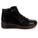 16. Women’s black insulated leather ankle boots with print, Filippo