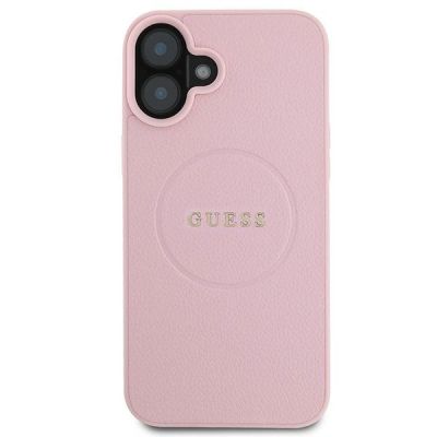 3. Guess Grained Gold Ring MagSafe iPhone 16 Plus Case - Pink