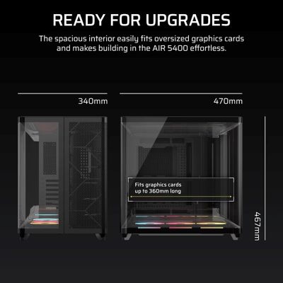 11. Corsair AIR 5400 LX-R LINK Tempered Glass Mid-Tower Case, Black