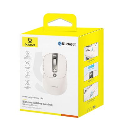 10. Baseus Editor Wireless Computer Mouse with 800mAh Battery and Battery Status Indicator - White