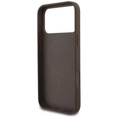7. Guess 4G Strap Triangle Logo MagSafe Case for iPhone 17 Pro Max - Brown