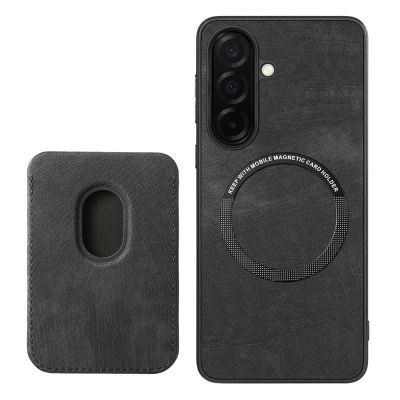 3. Samsung Galaxy S26 Case with Detachable Card Holder, MagSafe Compatible, Synthetic Leather - Black