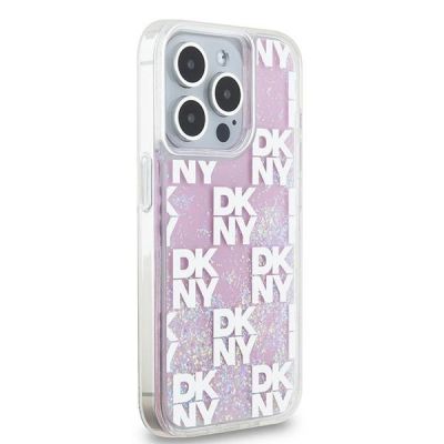4. DKNY Liquid Glitter Multilogo iPhone 15 Pro Case - Pink