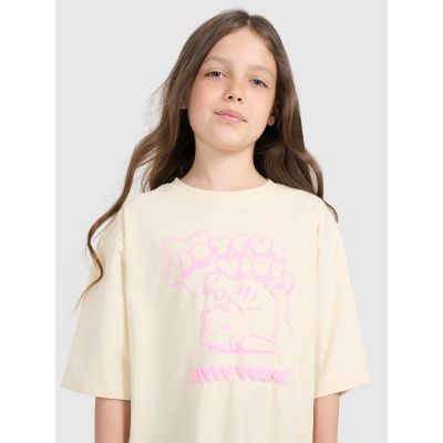 3. Oversized T-shirt with print for girls 4F 4FJRAW25TTSHF3197-12S