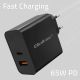 4. QOLTEC SUPER QUICK PD CHARGER | 1XUSB-C | 1XUSB | 65W | 5-20V | 1.5-3.25A | BLACK