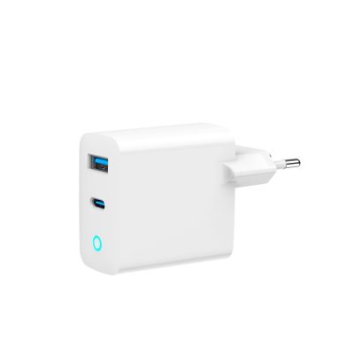 GEMBIRD 2-PORT GAN (PD) USB (A+C) FAST WALL CHARGER, 65W, WHITE