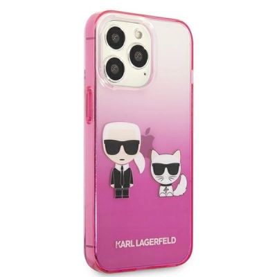 4. Karl Lagerfeld Gradient Ikonik Karl&Choupette Case for iPhone 13 Pro / iPhone 13 - Pink