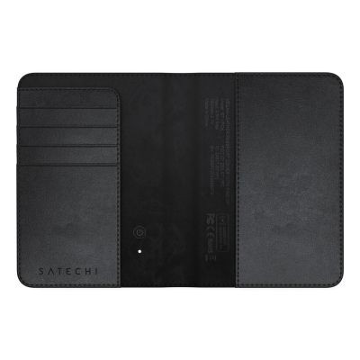 2. Satechi FindAll Passport Cover - Vegan Leather Passport Case with Locator Compatible with Apple Find My (Black)