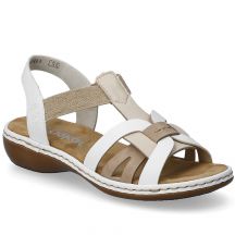 Comfortable women's slip-on sandals with elastic straps, white Rieker 65918-81