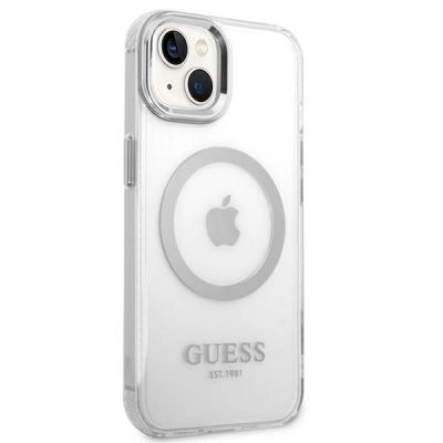 4. Guess GUHMP14SHTRMS iPhone 14 6.1" silver/silver hard case Metal Outline Magsafe