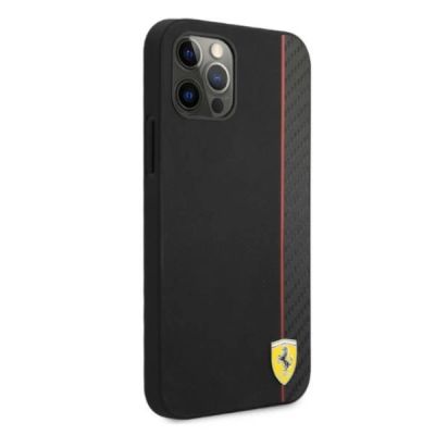 4. Ferrari FESAXHCP12LBK iPhone 12 Pro Max 6.7" black/black hardcase On Track Carbon Stripe