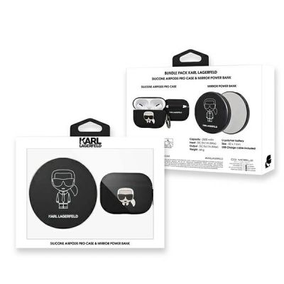 2. Karl Lagerfeld Ikonik Case for AirPods Pro + Power Bank - Black