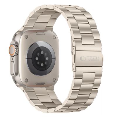 2. Tech-Protect Stainless Stainless Steel Bracelet for Apple Watch 44 / 45 / 46 / 49 mm – Silver-Gold