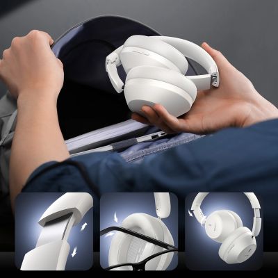 15. Baseus Bass 30 Max Wireless On-Ear Bluetooth 5.3 Headphones - White