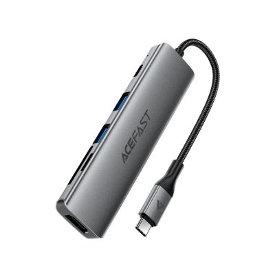 Acefast J18 USB Hub USB-C 6-in-1 HDMI 4K 60Hz PD90W Docking Station - Gray