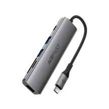 Acefast J18 USB Hub USB-C 6-in-1 HDMI 4K 60Hz PD90W Docking Station - Gray