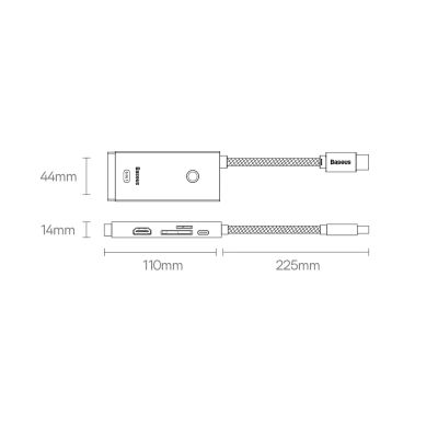 24. Baseus Lite Series multifunctional HUB USB Type C - 2 x USB 3.0 / USB Type C PD / HDMI 1,4 / SD / TF white (WKQX050102)