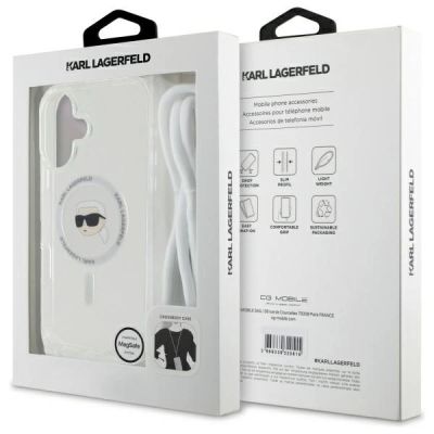 7. Karl Lagerfeld Crossbody IML Karl Head Magsafe Case for iPhone 16 - Clear