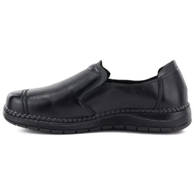 7. Women's comfortable leather slip-on shoes, black, Vinceza 107241
