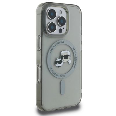 4. Karl Lagerfeld IML Metal Karl&Choupette Head MagSafe Case for iPhone 16 Pro Max - Black