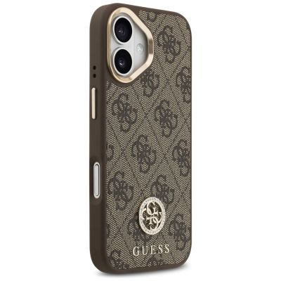 4. Guess 4G Strass Logo & Big Strap Metal Buttons MagSafe Case for iPhone 17 - Brown
