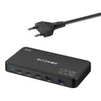 BlitzWolf 5-in-1 Network Charging Station Black / 120W / 2xUSB-A / 3xUSB-C