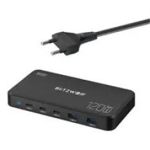 BlitzWolf 5-in-1 Network Charging Station Black / 120W / 2xUSB-A / 3xUSB-C