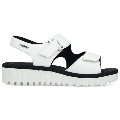 2. Women's leather wedge sandals white Rieker V1382-80