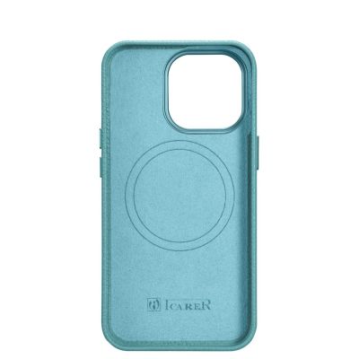 3. iCarer Litchi Premium Leather Case iPhone 14 Pro Magnetic Leather Case with MagSafe Green (WMI14220710-GN)