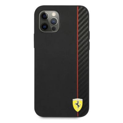 3. Ferrari FESAXHCP12LBK iPhone 12 Pro Max 6.7" black/black hardcase On Track Carbon Stripe