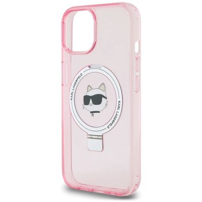 6. Karl Lagerfeld KLHMP15SHMRSCHP iPhone 15 6.1" pink/pink hardcase Ring Stand Choupette Head MagSafe