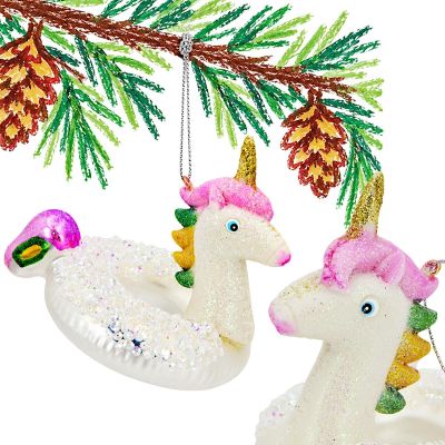 MICA GLASS UNICORN CHRISTMAS BAUBLE