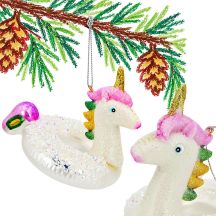 MICA GLASS UNICORN CHRISTMAS BAUBLE
