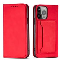 Magnet Card Case case for Samsung Galaxy S23+ flip cover wallet stand red