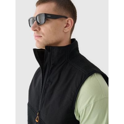 7. Men's sherpa vest with stand-up collar 4F 4FRAW24TVESM172-20S